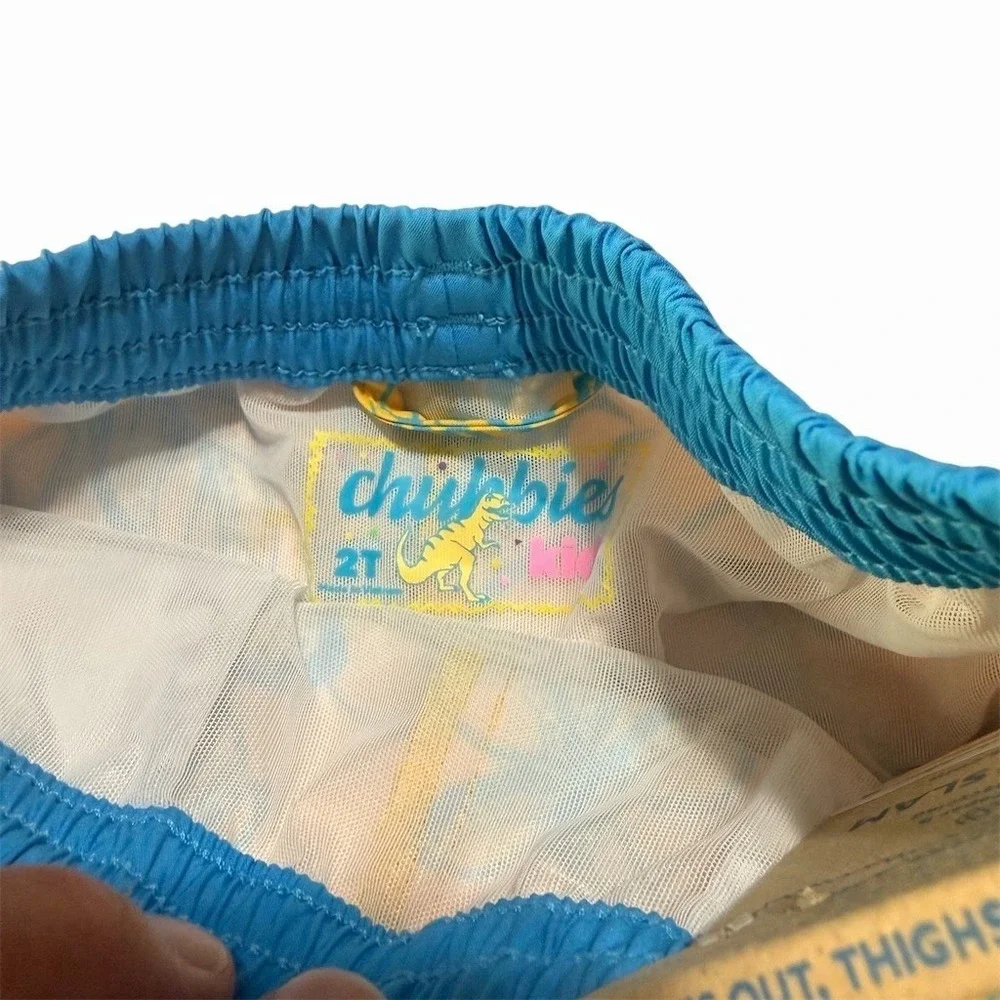 Chubbies Boys Swim Trunks Size 2T Yellow Blue‎ Tropical Floral Lined